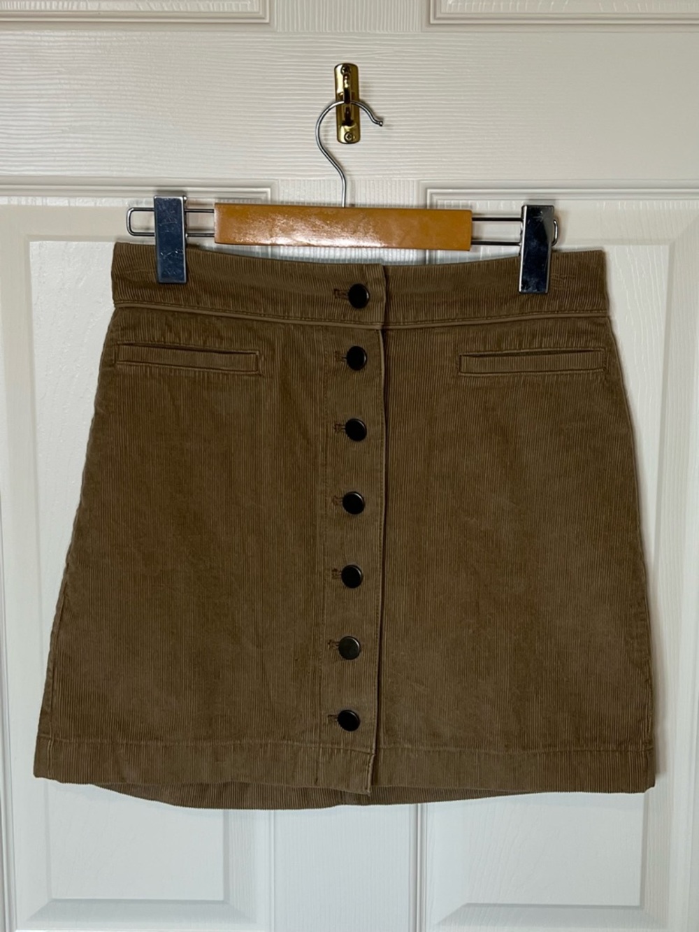 Wilfred Corduroy Button-Front Mini Skirt in Brown